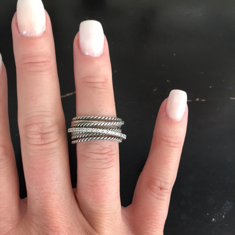 Authentic David Yurman wide Diamond Crossover Ring